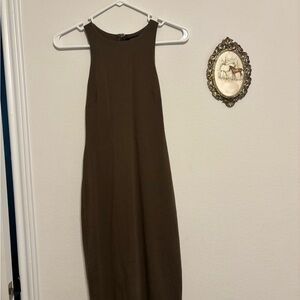 Elegant Brown Sleeveless Dress